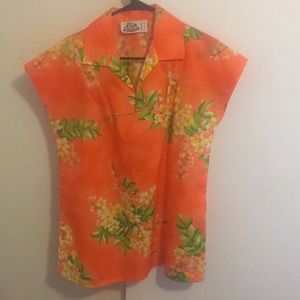 Vintage Hawaiian Print Blouse